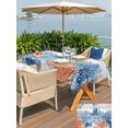 thumbnail image 5 of Outdoor Tablecloth with Umbrella Hole for Patio/Picnic/Party/Camping, Coastal Octopus Waterproof Table Cloth Rectangle Table Cover Washable, Nautical Coral Starfish Blue Wood Plank (54"x 80"), 5 of 9