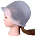 thumbnail image 2 of Gorro de silicona reutilizable para teñir el cabello, gorro para teñir el cabello con gancho de metal para herramientas de peluquería, kit de resaltado de peluquería (blanco), 2 of 5