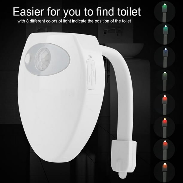 Sonew Lampe de toilette, veilleuse de toilette, capteur de veilleuse de  salle de bain à induction de mouvement à LED de toilette rechargeable avec  8 couleurs 