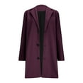 thumbnail image 4 of VINUSLI Womens Wool Coats Mid Length Notched Lapel Collar Solid Winter Peacoat Single Breasted Plus Size Long Sleeve Trench Coat Purple,S, 4 of 6