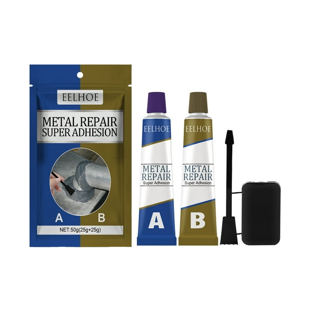 Qocolhg Colle Métallique, 2 Pack Haute Résistance Séchage Rapide Colle Époxy Métallique, Résistante à la Chaleur Réparation Métallique, Colle Métallique Robuste Étanche pour Étanchéité Soudure Aluminium Acier
