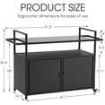thumbnail image 2 of HOMEFUN Outdoor Bar Cart Table - Patio Console Storage Cabinet BBQ Grill Carts Buffet with Wheels Waterproof Wicker Serving Tables for Outside, Black, 2 of 7