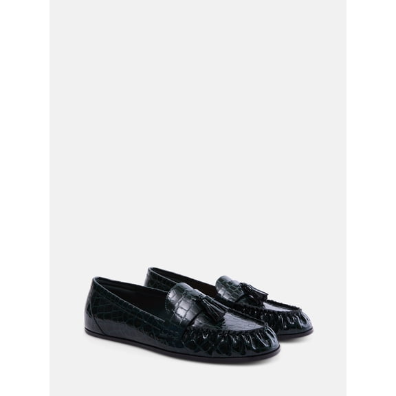 Free Assembly Women's Faux Leather Croco Tassel Loafers