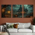 thumbnail image 6 of Ullo0ord  Halloween Haunted House Wall Decor Painting - Retro Pumpkin Haunted House Art Print - Halloween Fall Canvas Wall Art - Vintage Autumn Pumpkin Wall Decor 12x16x3pcs, 6 of 6
