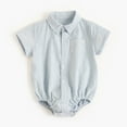 thumbnail image 2 of THDHVS Newborn Onesies Girl,Baby Clothes for Girls,Kid's Summer Boys Baby Jumpsuit Cotton Short Sleeves Crawling Clothes Gray 6-12 Months, 2 of 4
