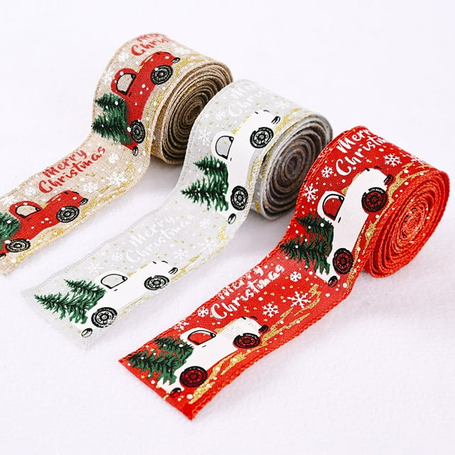 Cinta de organza con copos de nieve con purpurina transparente y alambre para árbol de Navidad y corona