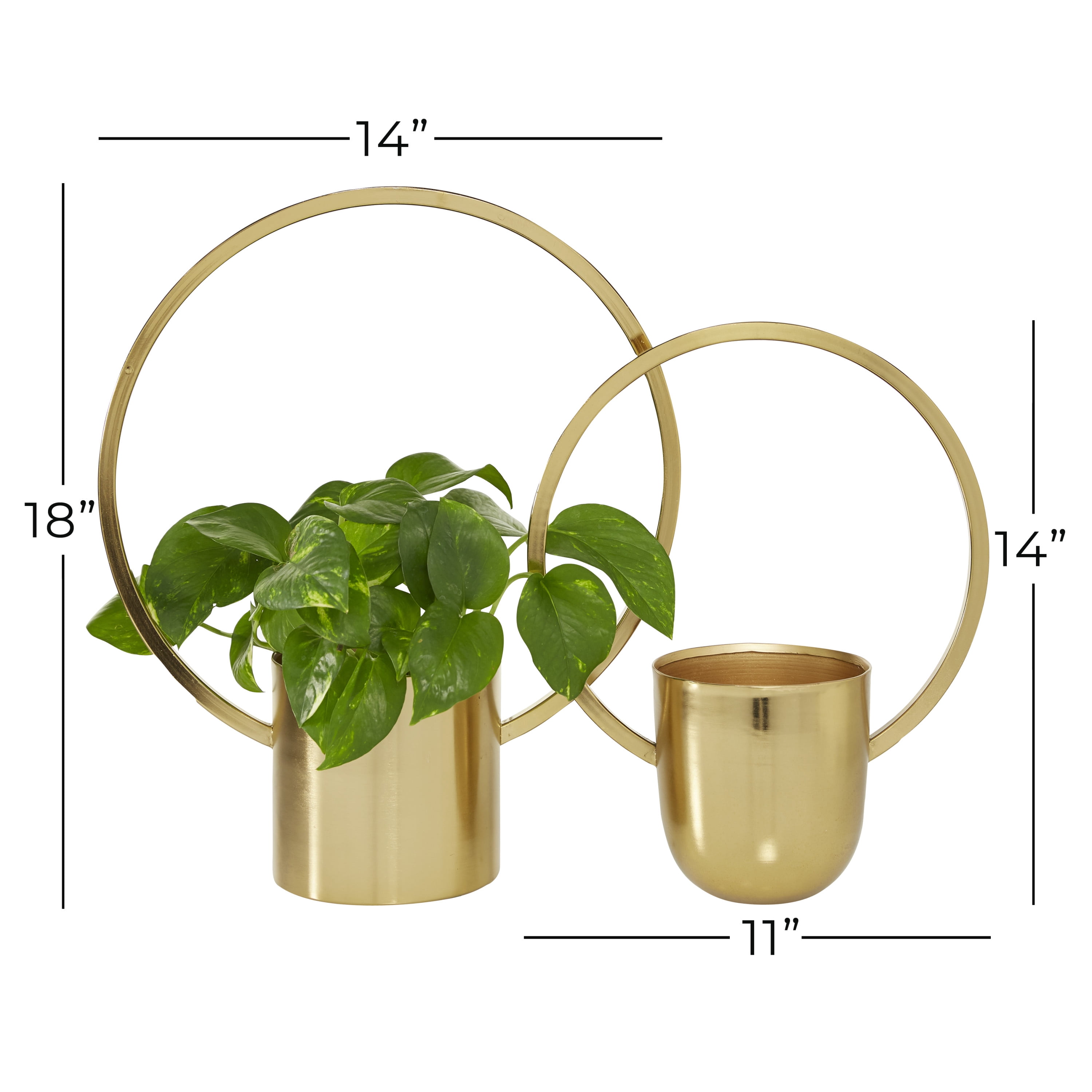 CosmoLiving by Cosmopolitan 14", 11"W Rectangle Gold Metal Indoor Outdoor Geometric Wall Planter (2 Count)
