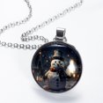 thumbnail image 2 of Snowman Glass Design Circle Pendant Women's Necklace, 2 of 5