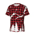thumbnail image 3 of Yiaed Christmas Tree Buffalo Plaid Print Mens Short Sleeve Tight Fit T-Shirt, Crewneck Casual Tee-X-Large, 3 of 5