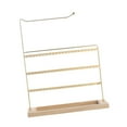 thumbnail image 2 of KLKCMS Desktop Earring Holder Multipurpose Wood Base Iron Frame Hanging Home Vanity Gold, 2 of 9