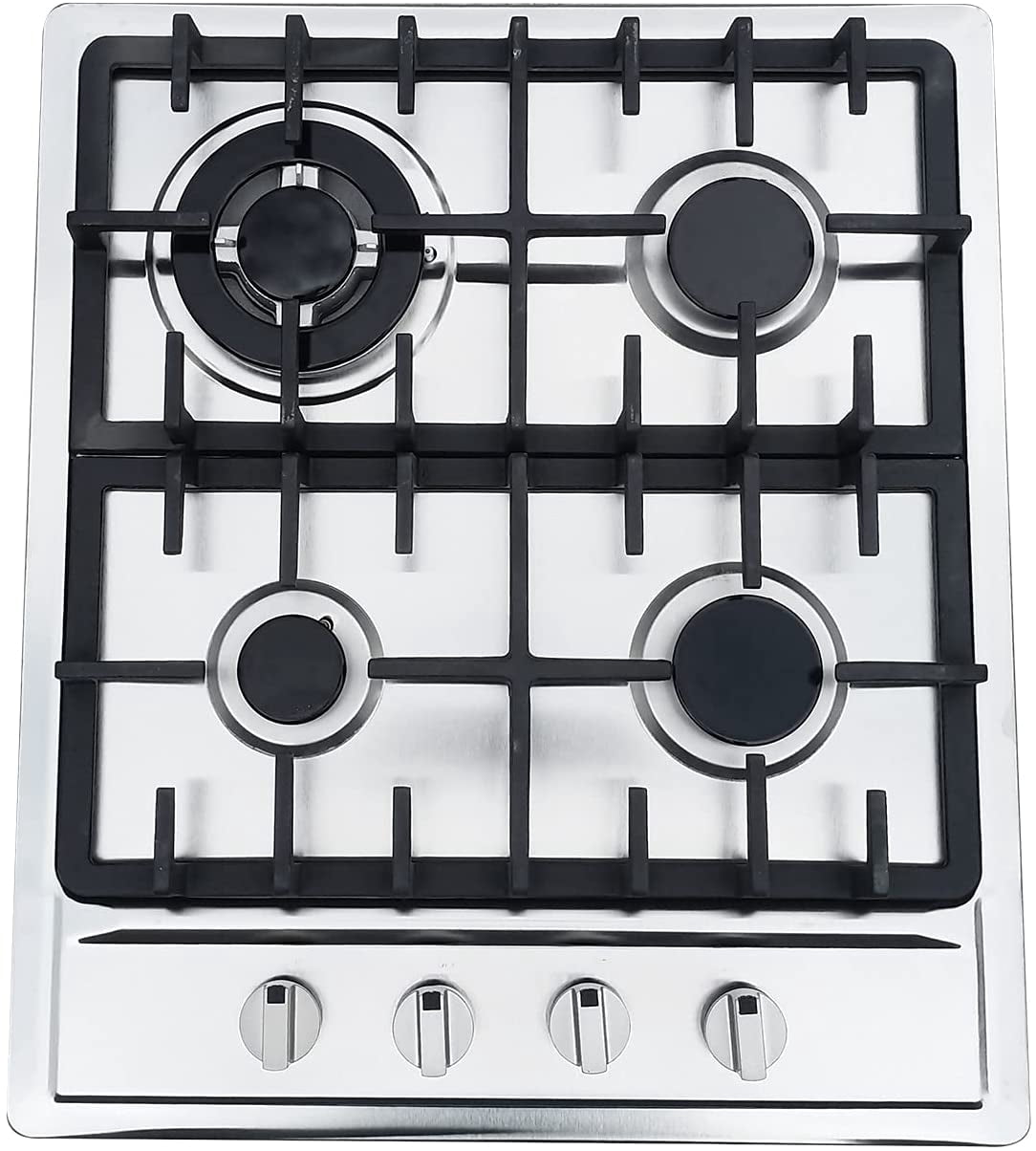 ANQIDI Gas Cooktop, 4 Burners Stainless Steel Stove NG/L-P-G Gas Hob Kitchen Built-In Stove