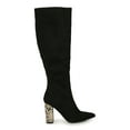 thumbnail image 2 of Bamboo Pointed Toe Split Color Chunky Heel Knee High Boot 20384, 2 of 6