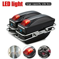 XiongXiong Universal Led Motorcycle Hard Saddle Bags W/ Mounting Brackets, Lock for Harley Davidson Stretched Saddle Bags Kawasaki Honda Shadow, Black