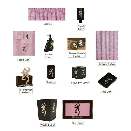 Browning Camo Pink Buckmark 25 Pc Bathroom Decor Set Browning Camo Pink Buckmark 25 Pc Bathroom Decor Set