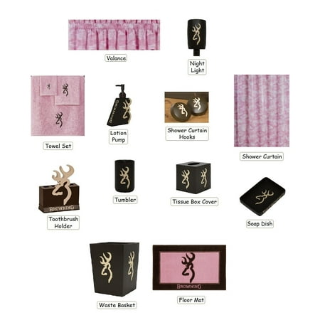 browning camo pink buckmark 25 piece bathroom decor set - walmart