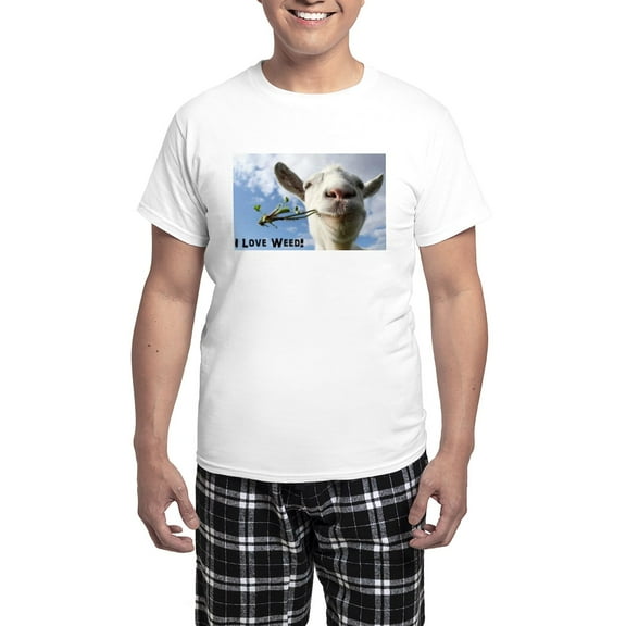 CafePress - Weed Goat Men's Light Pajamas - Men's Light Loose Fit Cotton Pajama Set