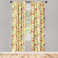 thumbnail image 2 of Ambesonne Pinas Curtains, Tropical Fruits Drawings Art, Pair of 28"x84", Pale Orange Red Green, 2 of 4