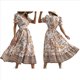 thumbnail image 3 of Vestido Informal, Fluido, con Estampado Floral Bohemio y Mangas Abullonadas para Mujer (Verano 2025) Color Naranja M, 3 of 7