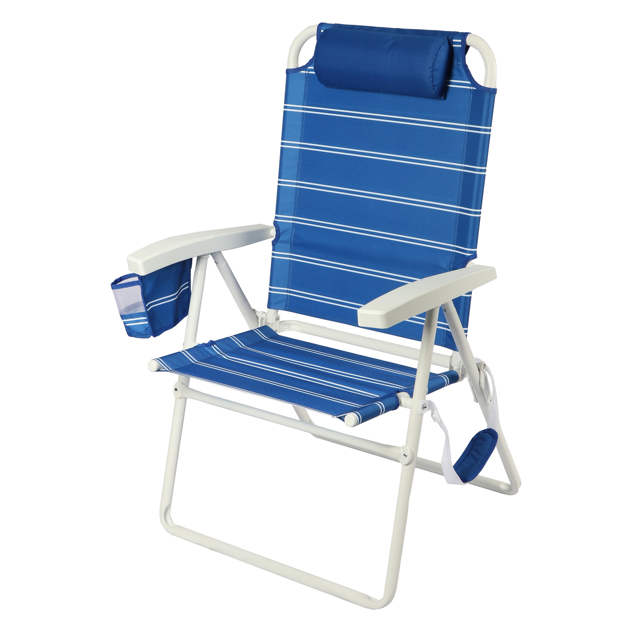 Mainstays Oversized 4-Position Beach Chair, Blue Stripe
