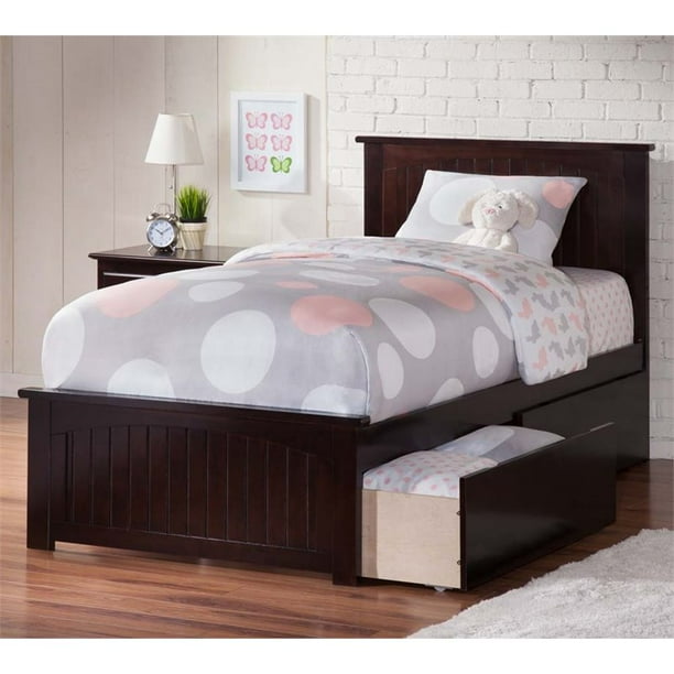 Leo & Lacey Twin XL Storage Platform Bed in Espresso