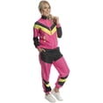 thumbnail image 4 of Pink 80s Fashion Shell Suit, Sports Theme for Adult Women Halloween Cosplay Costume, 1980s Neon Retro Theme Windbreaker Tracksuit, Size X Large, 4 of 5