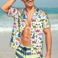 thumbnail image 7 of Honeii Cute Dinosaur Print Men’s Hawaiian Shirt,Classic Button-Down Short Sleeve Shirt, for Beach, Vacation, and Outdoor Activities,Small, 7 of 7