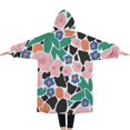 thumbnail image 2 of Oversized Wearable Blanket Hoodie,Pioneer Flower Floral Print Pattern Sherpa Blanket Hoodie with Super Pockets,Super Warm Fuzzy Pullover for Women & Men, 2 of 6