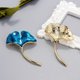 thumbnail image 2 of Broche de hoja de ginkgo de aleación, delicado broche para chal o bufanda, para mujer, para solapa con ropa., 2 of 6