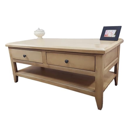 American Heartland Poplar Coffee Table with 2 Drawers, Antique Black