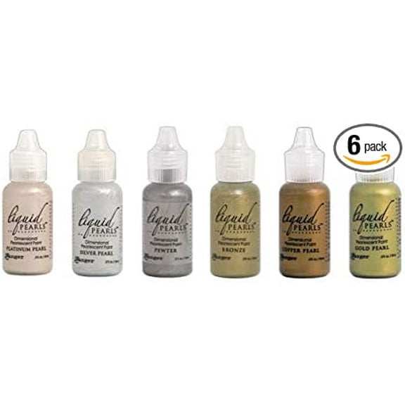 Ranger Liquid Pearls - Dimensional Pearlescent Paint, Set of Six Colors Bundle (More Metals)