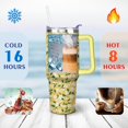 thumbnail image 4 of 40oz Yellow Lemon Pattern Stainless Steel Flip Straw Tumbler Spill Proof Travel Cup Double Wall Vacuum Insulated Coffee Mug with Top Handle, 4 of 6