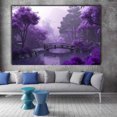 thumbnail image 2 of Mudket Framed,Canvas Wall Art,Ready to Hang, Purple Garden Bridge Pond Floral Canvas Print, Zen Botanical Wall Decor, Relaxing Wall Pictures for Bedroom Living Room Office Decor - 12"L x 8"W, 2 of 10