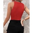 thumbnail image 5 of CHICME Tank Tops for Women Rhinestone Solid Color Keyhole Collar Sleeveless Sequin Knit Ribbed Slim Basic Top Red-S, 5 of 8