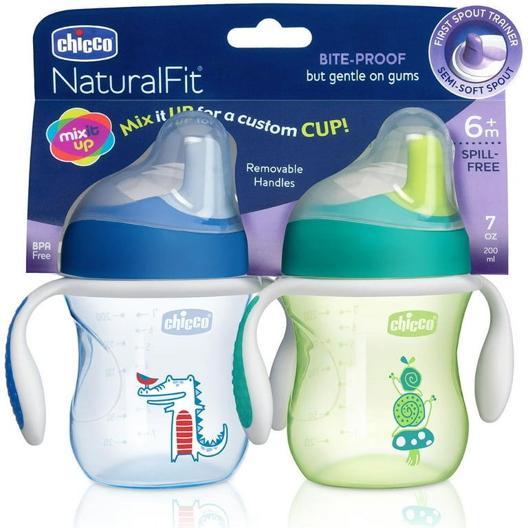 Toddler Sippy Cup Set 2 Pack Blue Green Training No Spill Easy Carry 7  Ounce New
