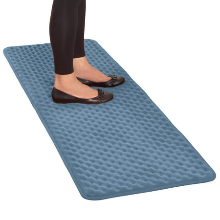 

Collections Etc Anti-Fatigue Foam Support Kitchen Runner Light Blue