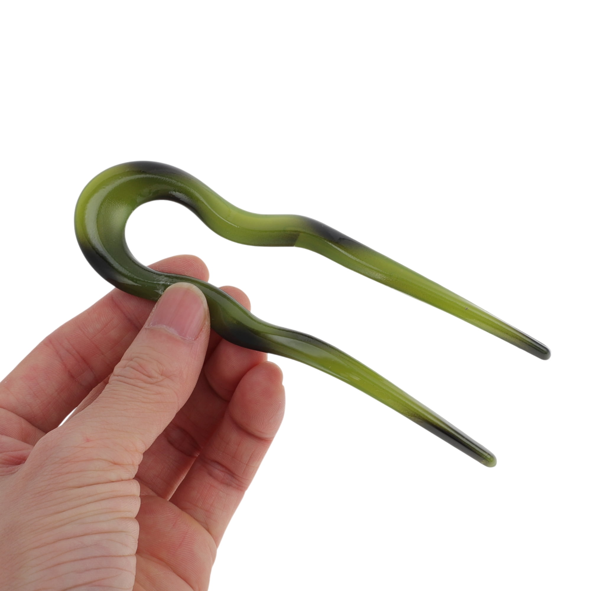 Unique Bargains Wave U-shaped Chignon Pin for Women 1 Pc Dark Green