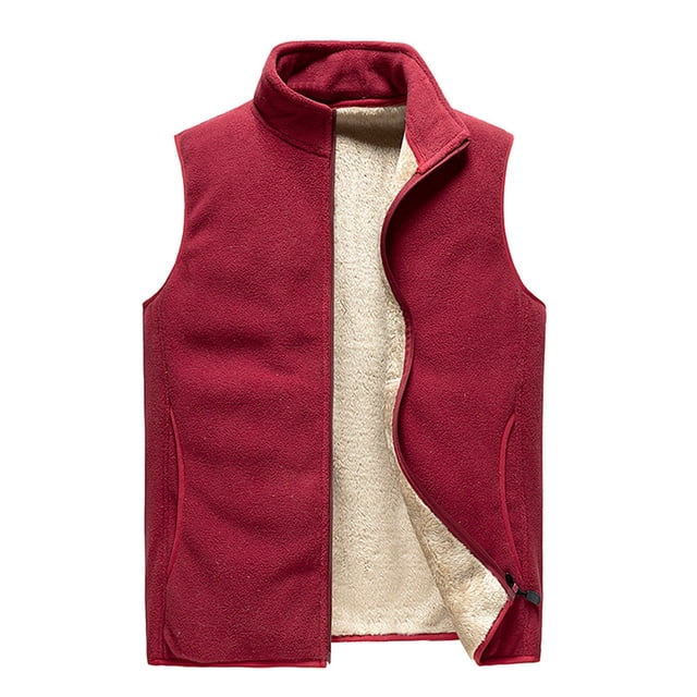 Styesk Jackets for Men Men's Fallow Full-Zip Stand Collar Sleeveless Jacket Have Pockets Solid Color Gilet