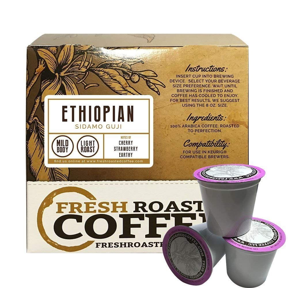 Fresh Roasted Coffee LLC, Ethiopian Sidamo Guji Coffee Pods, KCup Compatible, 18 ct Walmart