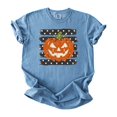 thumbnail image 2 of Retro Jack-O-Lantern Pumpkin Halloween Shirt for Women & Teen Girls, Blue Jean Shirt, 2XL, 2 of 8