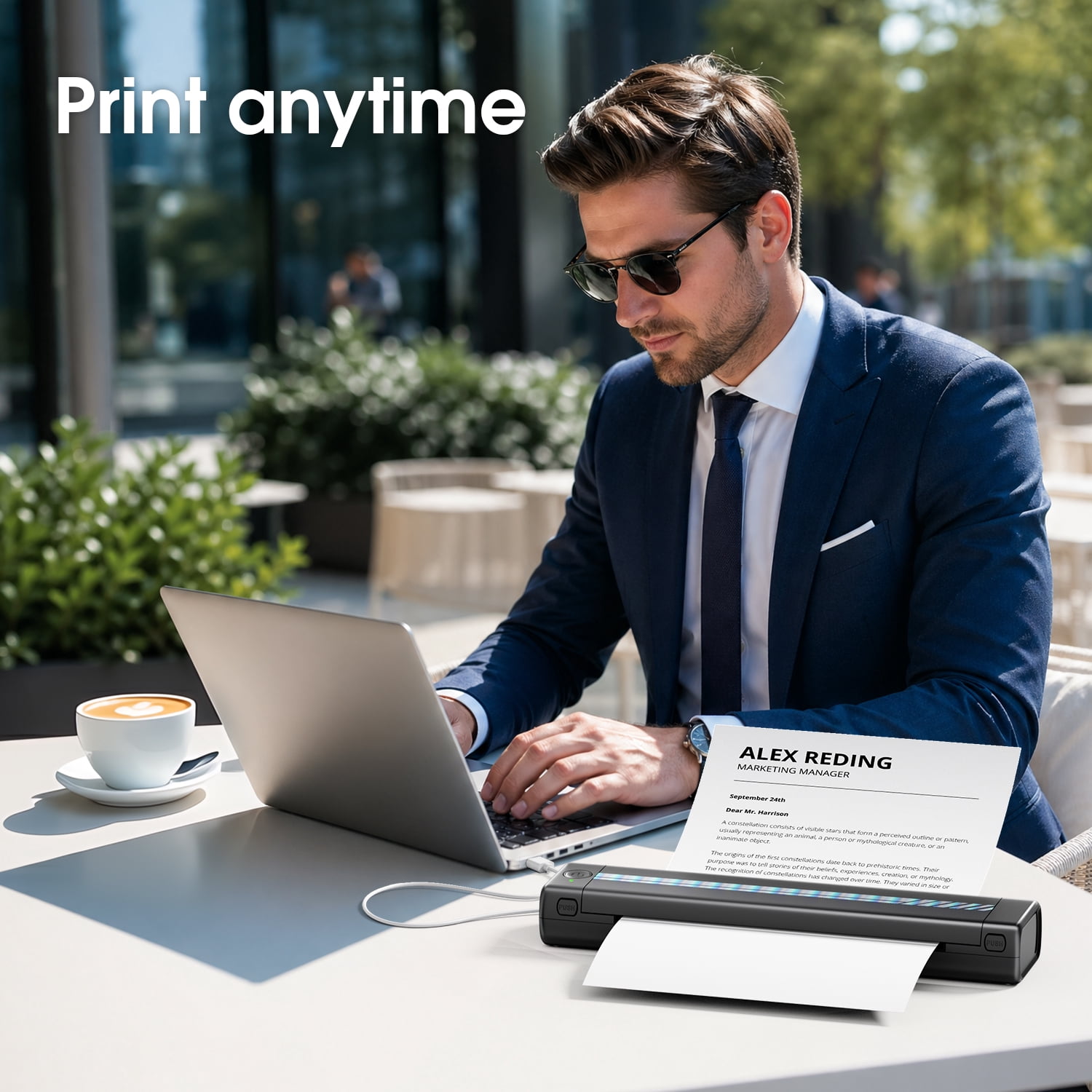 Portable Printer, Thermal Printer, Portable Travel Printer, 203DPI Inkless Thermal Printer, Wireless Mobile Printer Supports 8.5"x11" US Letter & A4 Thermal Paper, Small for home Printer Compatible W