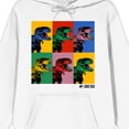 thumbnail image 2 of Jurassic Park T-Rex Multicolored Backgrounds Long Sleeve White Adult Hooded Sweatshirt-XXL, 2 of 7
