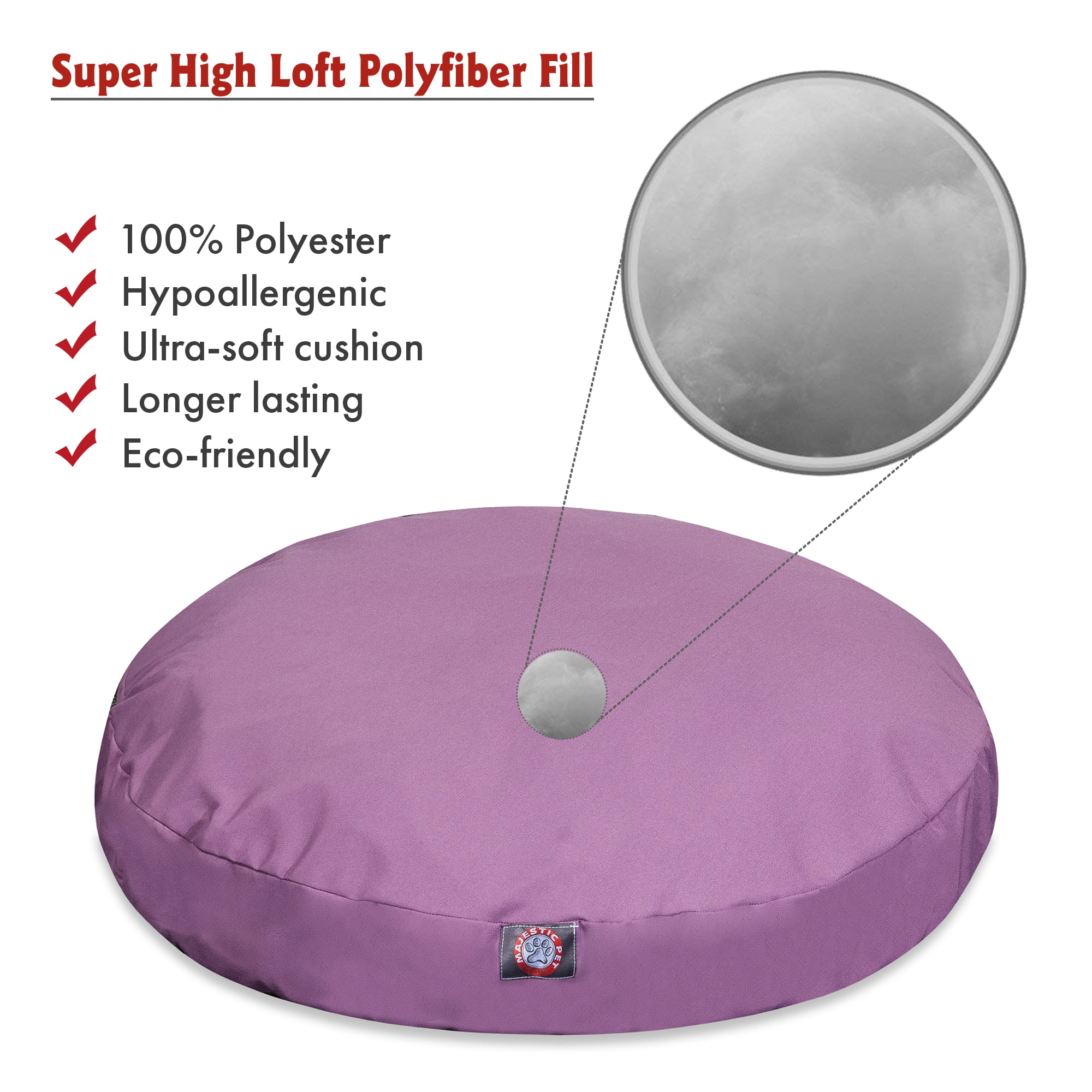 Majestic Pet Solid Round Dog Bed Treated Polyester Removable Cover Lilac Small 30 x 30 x 4