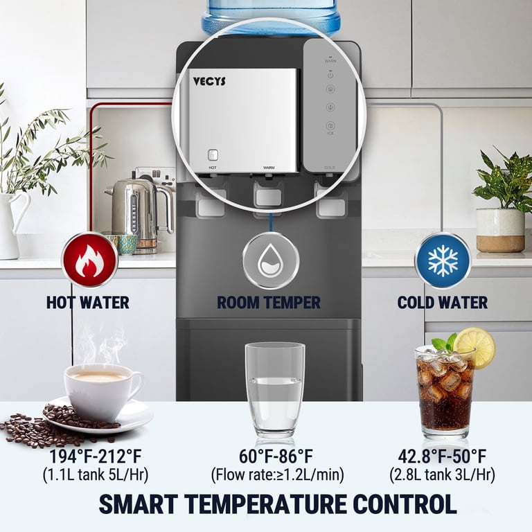 VECYS Ice Maker Water Dispenser, 27LBS Daily Ice & Child Lock