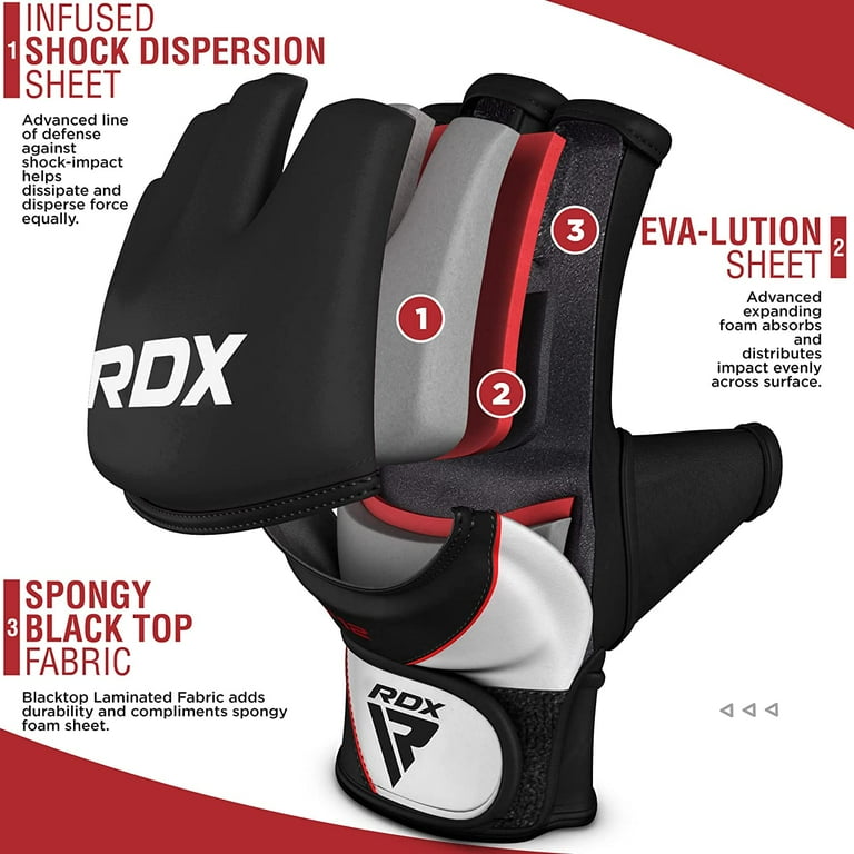 RDX MMA Gloves, for Grappling, Kickboxing, Muay Thai, Black, Best