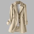 thumbnail image 2 of Womens Coats Jackets for Women Women's New Slim Fit Women's Korean Version Double Small Mid Length Trench Coat, 2 of 6