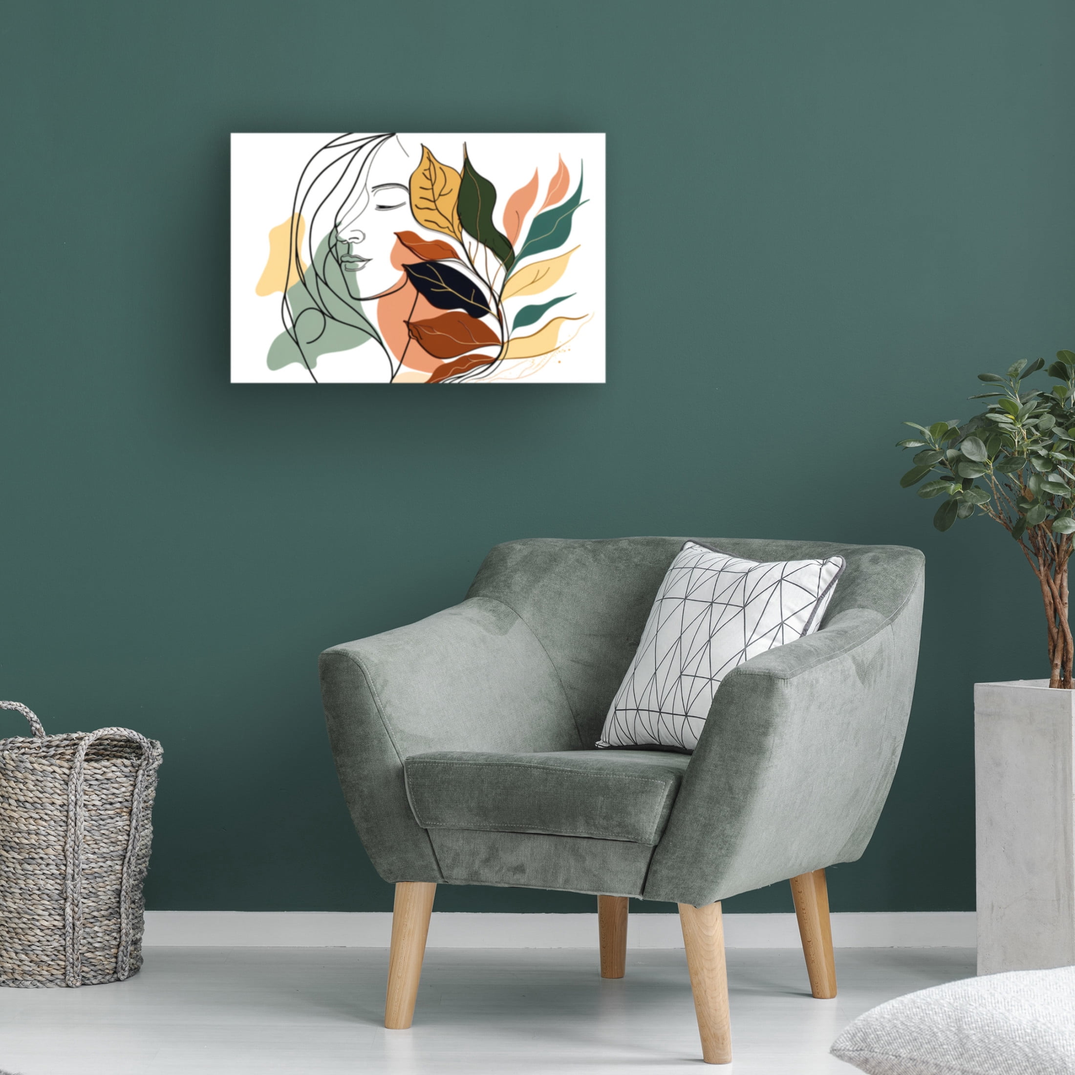 Canvas Wall Art - Ray Heere 'Botanical Minimalism Portraits 5' Wall Art for Living Room, Bedroom, or Office Décor by Trademark Fine Art - 19 x 12 Inches