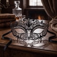 thumbnail image 5 of Venetian Mask, Luxury Metal Filigree Rhinestone Masquerade Half‑Eye Mask, Ornate Hollow‑Cut Venetian Costume Mask With Sparkling Crystal Embellishment for Prom, Carnival, Halloween & Formal Costume, 5 of 5