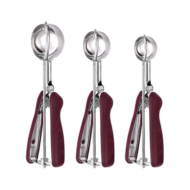 Juego de 3 cucharas para galletas para hornear, cuchara para helado de acero inoxidable, cuchara para masa de galletas, cuchara para magdalenas, cuchara para albóndigas