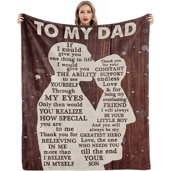 Gifts for Dad from Son to My Dad Blanket Best Gift for Fathers Day Birthday Christmas Valentines Day Bday Present Idea for Father Husband Men Him Healing Thoughts Throw Blanket 60''''x50''''