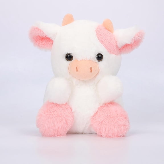 Strawberry Cow Plush Doll - Cute Stuffed Animal Toy, Soft Cuddly Cow Plushie, Durable Family Stuffed Toy, Perfect Holiday Birthday Gift for Easter Decor Cuddle Play, 7.9in, Pink
